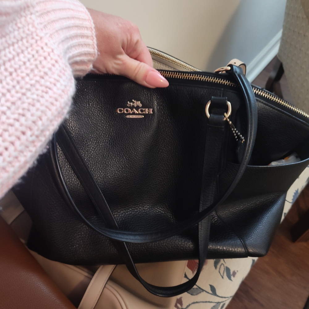 Coach Black Pebbled Leather Shoulder Bag